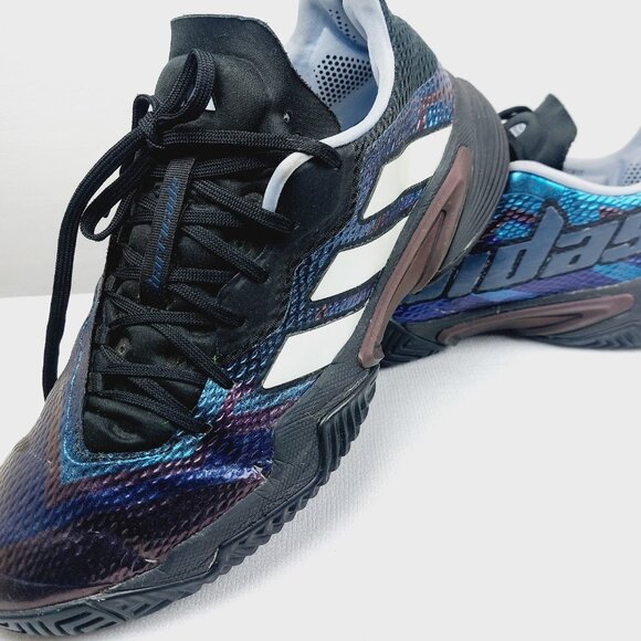 Adidas Men\'s Black Radiant Blue Barricade Low Top Mesh Athletic Tennis Shoes 9 main image 9